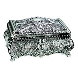 Custom Creative Gifts Ornate Rectangular Box, Silver Plate, 7
