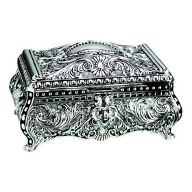 Custom Creative Gifts Ornate Rectangular Box, Silver Plate, 7" x 9" x 13"