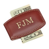 Custom Creative Gifts Brown Leather Money Clip, 2.75