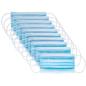 OTTO CAP 174-1332 3-Ply Disposable Earloop Face Masks - 10pc Travel Packs (100 Pieces / Box)