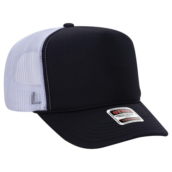 Foam-front rope trucker blank in 030316 - Black/Black/White