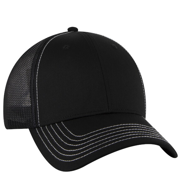 Low-profile six-panel trucker blank in 003 - Black
