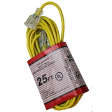 Fitall CD7225Y Cord, 25' Yellow 16/3 Extenstion W/Lighted Ends