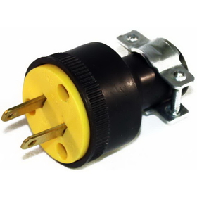 Fitall 1723-BOX, Plug, Male 2 Wire W/Cord Clamp Rubber Black