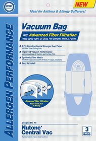 Paper Bag, DVC Nutone 395 Central Vac Syn 3Pk