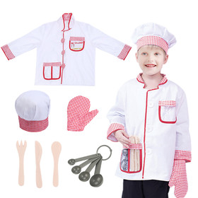 TOPTIE Kids Chef Costumes, Cook Role Play Halloween Costume Set for 3 - 6 Years Old