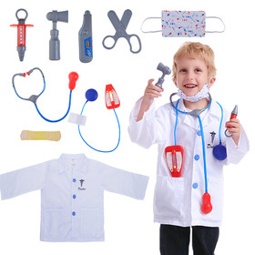 TOPTIE Kids Doctor Surgeon Nurse Scientist Dress Up Costumes Set, Halloween Costumes Role Play Set and Accessories