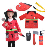 TOPTIE Kids Firefighter Costume, Fireman Dress Up Set, Back to School Gift, Fire Chief Pretend Play Costume