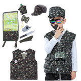 TOPTIE Kids Camo Tactical Soldier Costume, Military Motif Role Play Set Christmas Dress Up Gift for Children