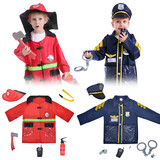 TOPTIE Halloween Costumes for Kids, Firefighter & Police Pretend Play Set for Kids, Preschool Dress Up Clothes