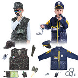 TOPTIE Kids Costume Sets Police Officer & Soldier with Accessories, Preschool Dress Up Clothes Set 3 - 6 Years Old