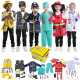 TOPTIE 6 Sets Kids Costumes with Storage Box, Dress Up Pretend Play Uniforms with Accessories Aged 3-7