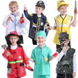 TOPTIE 6 Sets Kids Halloween Costumes for 3-6 Years Old Kids, Doctor Surgeon Policeman Fire Fighter Soldier Worker