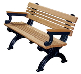 Vestil BEN-PCBA-48-BKCD bench cambridge with arms 48 bk frame cedar seat