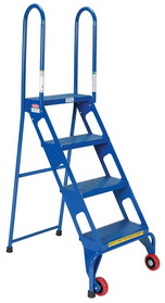 Vestil FLAD-4 folding 4 step ladder with wheels