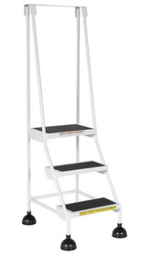Vestil LAD-3-W spring loaded roll ladder 3 step white