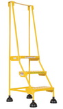 Vestil LAD-3-Y-P spring loaded roll ladder perf 3 stp yel