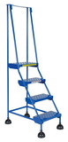 Vestil LAD-4-B-P spring loaded roll ladder perf 4 stp blu