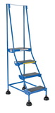 Vestil LAD-4-B spring loaded roll ladder 4 step blue