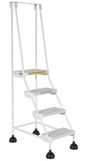 Vestil LAD-4-W-P spring loaded roll ladder perf 4 stp wht