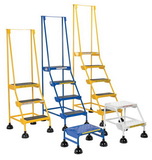 Vestil LAD-4-W spring loaded roll ladder 4 step white
