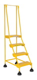 Vestil LAD-4-Y-P spring loaded roll ladder perf 4 stp yel