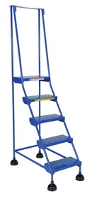 Vestil LAD-5-B-P spring loaded roll ladder perf 5 stp blu