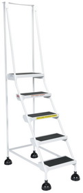 Vestil LAD-5-W spring loaded roll ladder 5 step white