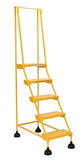 Vestil LAD-5-Y-P spring loaded roll ladder perf 5 stp yel