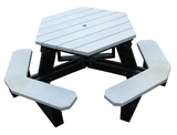 Vestil PT-PHX-3944-BKGY picnic table poly hex 3944 black leg gray top