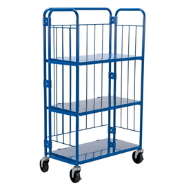 Vestil ROL-1834-3 blue nestable roller container 3 shelf
