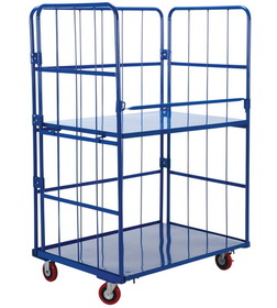 Vestil ROL-3143-2 blue nestable roller container 2 shelf