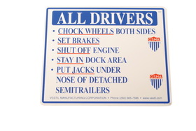 Vestil SAJ-1012 aluminum driver beware instruction sign