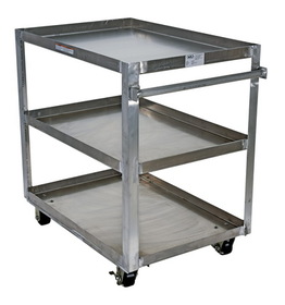 Vestil SCA3-2840 alum service cart w/ three 28x40 shelves