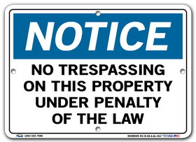 Vestil SI-N-68-A-AL-063 sign-notice -68 10.5x7.5 aluminum .063