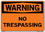 Vestil SI-W-03-E-AL-080 sign-warning-03 20.5x14.5 aluminum .080