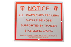 Vestil SJS-1012 stabilizing trailer instruction sign