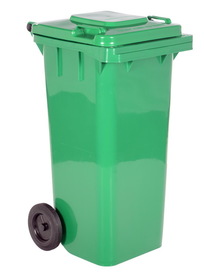 Vestil TH-32-GRN green poly trash can 32 gal capacity