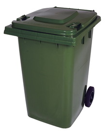 Vestil TH-95-GRN green poly trash can 95 gal capacity