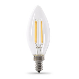 Feit Electric BPCTC40935CA/FIL2 3.3W (40W Replacement) True White (3500K) E12 Base B10 Blunt Tip Dimmable Filament LED (2-Pack)