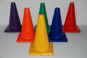 Everrich EVB-0031 Vinyl Cones - 12"H - square base - set of 6 colors