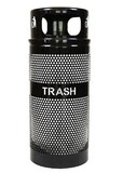 Ex-Cell Kaiser WR-34R DM BLACK Landscape Series 34 Gallon Perforated Trash Receptacle with Dome Top