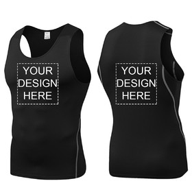 TopTie Personalized Mens Compression Base Layer Sleeveless Trainning Shirt Both Sides Custom LOGO Printed Top