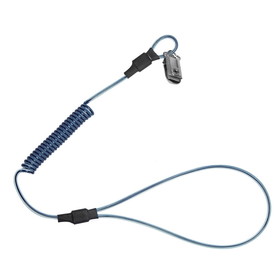 FallTech 2 lb Stretch-coil Hard Hat Tether with choke-on cinch-loop and snap-clip, 18"