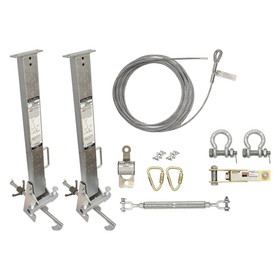 FallTech SteelGrip&#174; Temporary Cable HLL System and Stanchions with 12" beam clamps