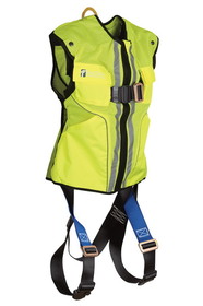 FallTech Hi-Vis Lime Construction-grade Vest with 1D Standard Non-belted Full Body Harness
