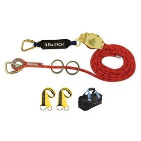 FallTech 100' Temporary Rope HLL System; 2-person with Kernmantle Rope