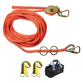 FallTech 100' Temporary Rope HLL System; 2-person Hollow-core Polyester Rope