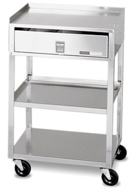 Generic 00-4018 Mobile Stand - Stainless Steel - 2-Shelf With Drawer