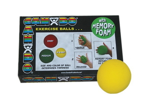 CanDo 10-0776 Cando Memory Foam Squeeze Ball - 2.5" Diameter - Yellow, X-Easy